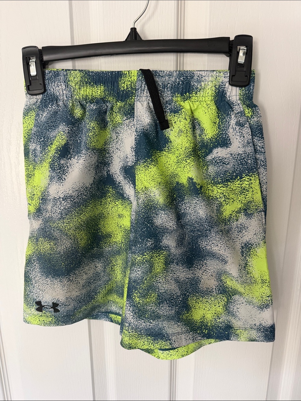 Under Armour Boy’s Neon Yellow and Blue Print Athletic Shorts